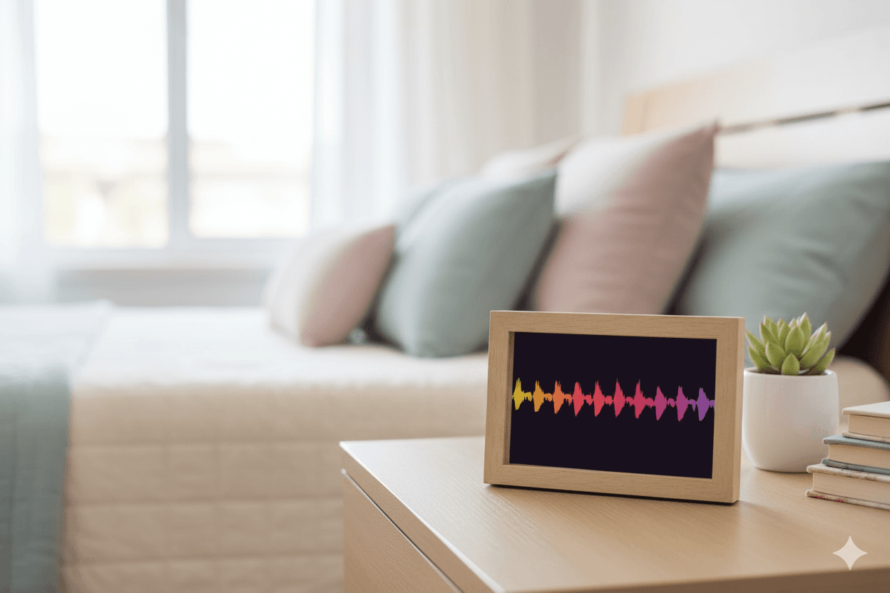 Framed artwork in a warm, cozy living space