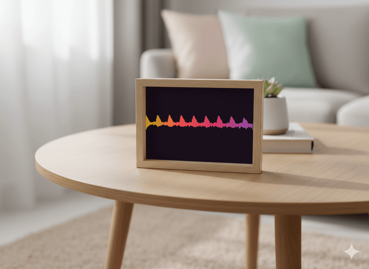 Artwork above a sofa in a minimalist living room